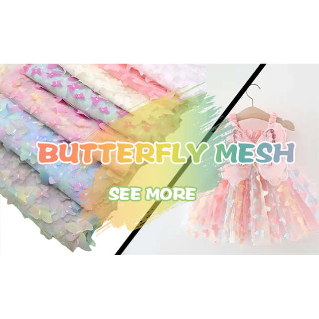 Butterfly Embroidered Mesh Fabric