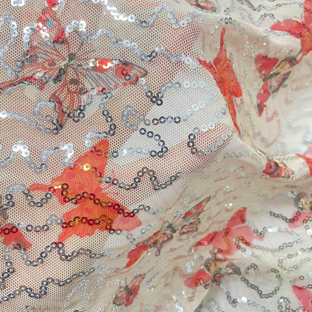 Sequin Mesh Print Fabric