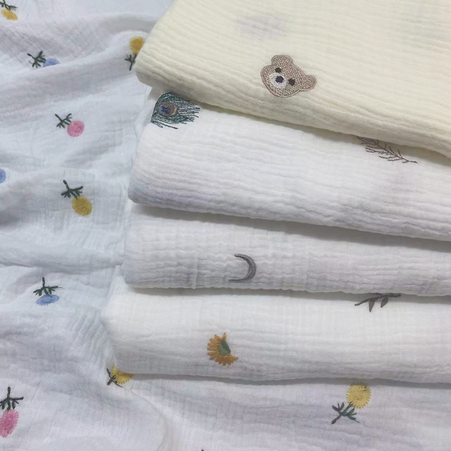 Embroider Cotton Double Gauze Fabric Destash