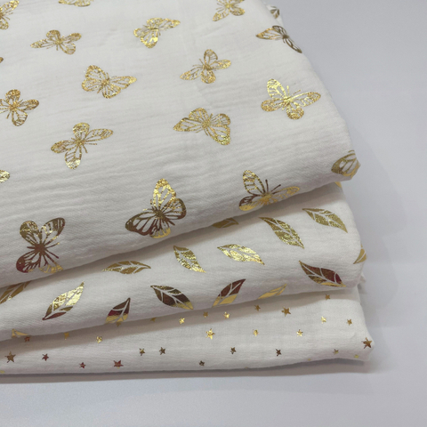 Foil Organic Cotton Double Gauze Fabric Destash